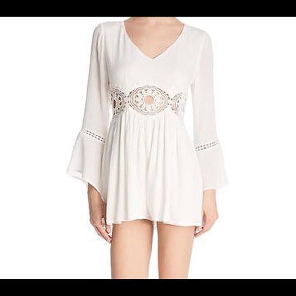 molly bracken Pants - White Crochet Romper